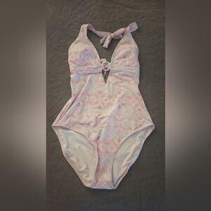 Letarte Pink and White Patterned Swimsuit